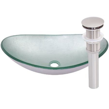 Novatto ARGENTO OVAL Glass Vessel Bathroom Sink Set, Brushed Nickel TIG-70328031BN